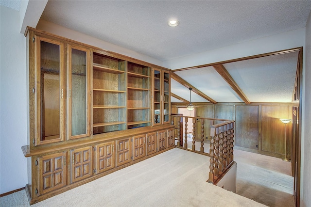 3438 Morning Star Ln, Garland, TX 75043 - hall featuring carpet, a textured ceiling, an upstairs landing, and baseboards