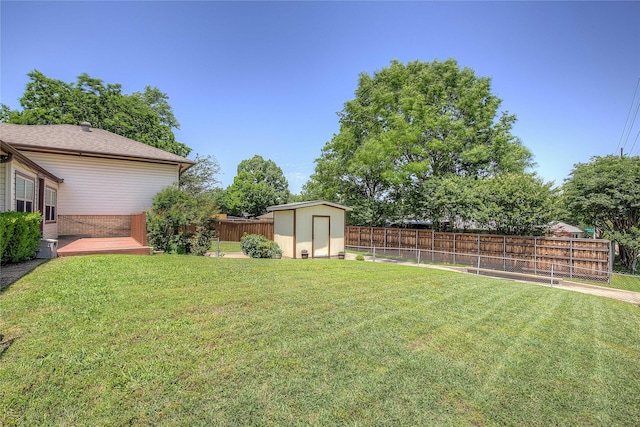 3438 Morning Star Ln, Garland, TX 75043 - view of yard with a shed, an outdoor structure, and a deck