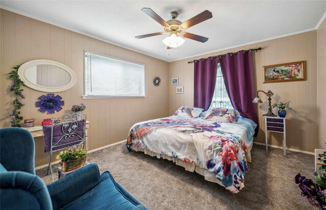 7223 Fm 2494, Athens, TX 75751 - carpeted bedroom with ornamental molding, a ceiling fan, and baseboards