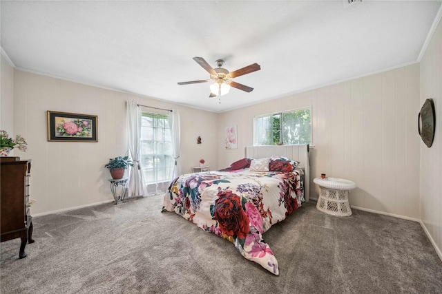7223 Fm 2494, Athens, TX 75751 - carpeted bedroom with baseboards, a ceiling fan, and ornamental molding