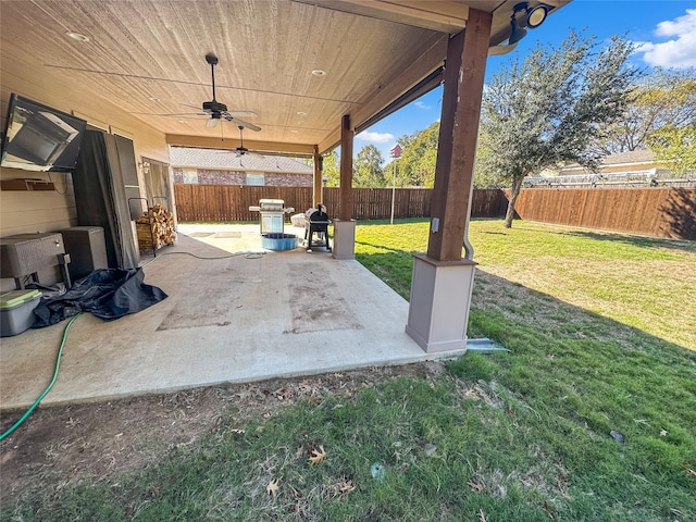 4317 Bay Meadow Dr, Denton, TX 76210 - view of patio / terrace featuring ceiling fan and a grill