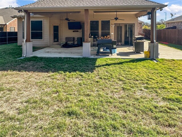 4317 Bay Meadow Dr, Denton, TX 76210 - rear view of property featuring ceiling fan and a patio area