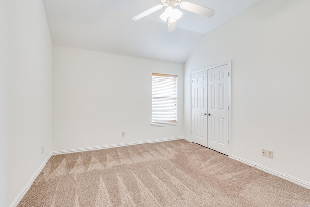 3209 S Bay Breeze Ln, Fort Worth, TX 76179 - unfurnished bedroom featuring carpet flooring, lofted ceiling, baseboards, a ceiling fan, and a closet