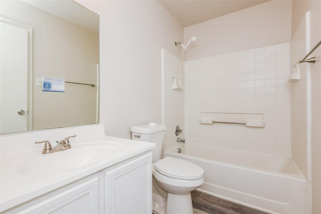 4913 Creek Ridge Trl, Fort Worth, TX 76179 - bathroom featuring toilet, vanity, shower / tub combination, and wood finished floors