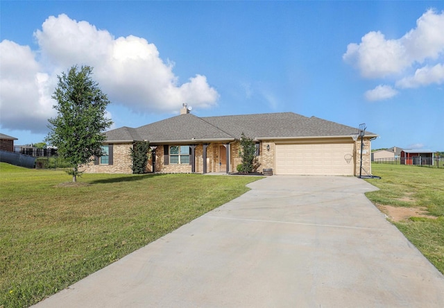 240 Springwood Ranch Loop, Springtown, TX 76082 - single story home featuring concrete driveway, an attached garage, a front lawn, and brick siding