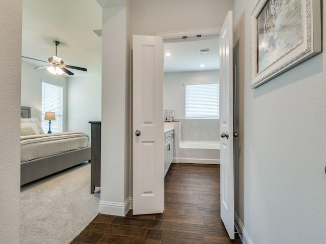 916 Timber Ridge Dr, Justin, TX 76247 - hall with plenty of natural light, wood tiled floors, baseboards, and recessed lighting