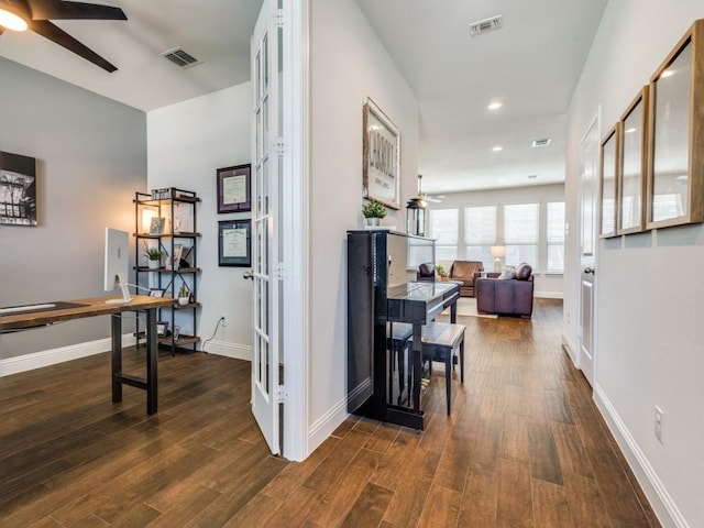 916 Timber Ridge Dr, Justin, TX 76247 - corridor featuring dark wood-style flooring, recessed lighting, and baseboards