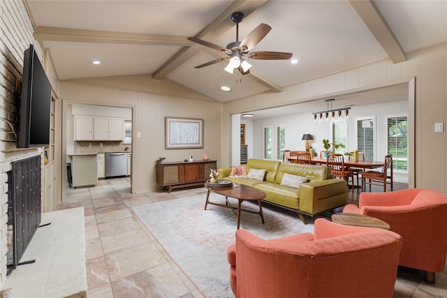 3212 Woodwind Ln, Dallas, TX 75229 - living area featuring a ceiling fan, light tile patterned floors, and recessed lighting