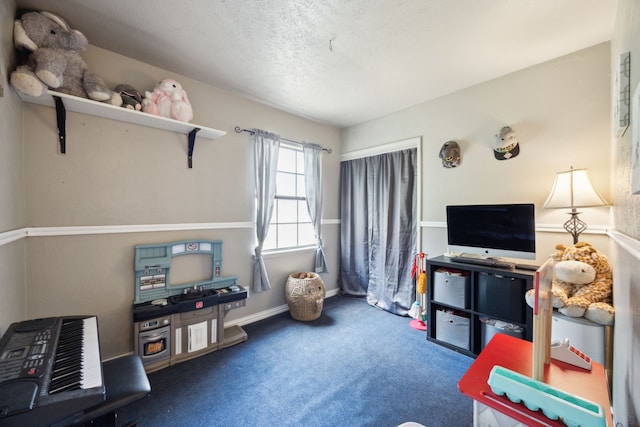 3812 Longmeadow Way, Fort Worth, TX 76133 - game room with carpet flooring, baseboards, and a textured ceiling