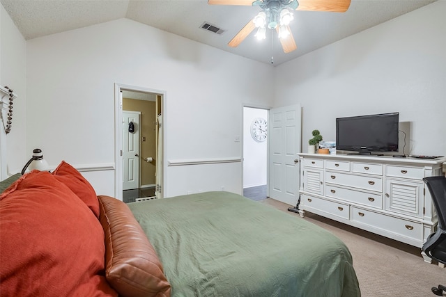 1112 Bayfield Dr, Denton, TX 76209 - carpeted bedroom featuring lofted ceiling and a ceiling fan
