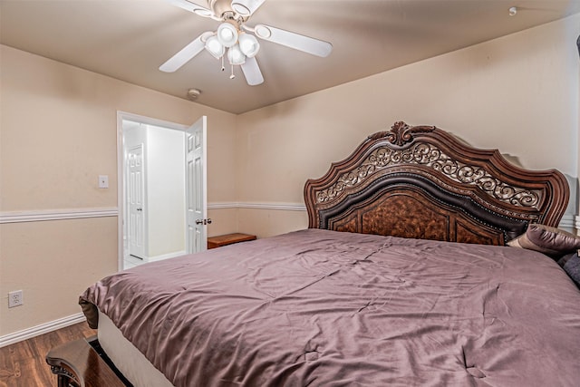 8110 Macgregor Dr, Arlington, TX 76002 - bedroom with wood finished floors, baseboards, and a ceiling fan