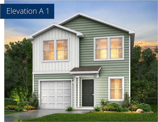 428 Garvin St, Eastland, TX 76448 - view of front of property featuring board and batten siding, driveway, and a garage