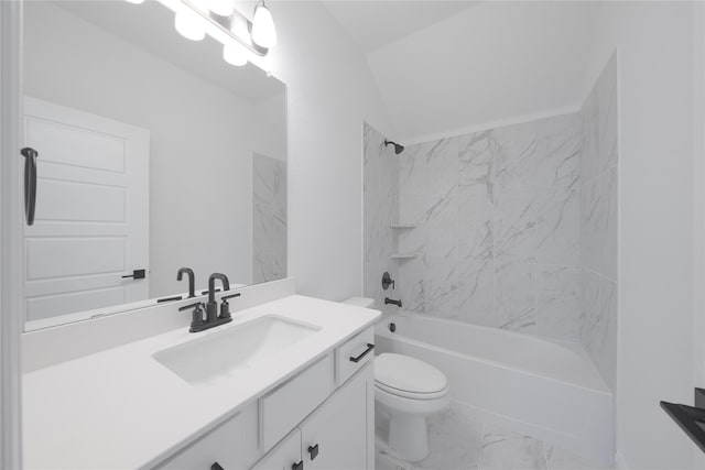 2301 Miramar Dr, Little Elm, TX 75068 - bathroom with vanity, marble finish floors, toilet, and shower / washtub combination