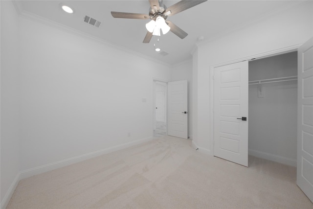 2301 Miramar Dr, Little Elm, TX 75068 - unfurnished bedroom featuring crown molding, light carpet, recessed lighting, baseboards, and a closet