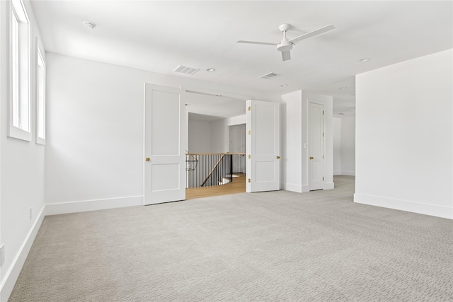 3738 Park Ln, Dallas, TX 75220 - unfurnished bedroom with light carpet, baseboards, ceiling fan, and recessed lighting