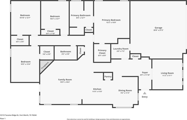 12113 Tacoma Ridge Dr, Fort Worth, TX 76244 - floor plan / room layout