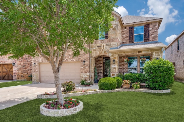 1912 Sunny Side Dr, Little Elm, TX 75068 - view of front of home with driveway, a front lawn, and brick siding