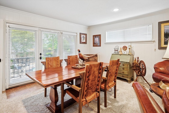 4322 Glenaire Dr, Dallas, TX 75229 - dining room with ornamental molding and light tile patterned floors