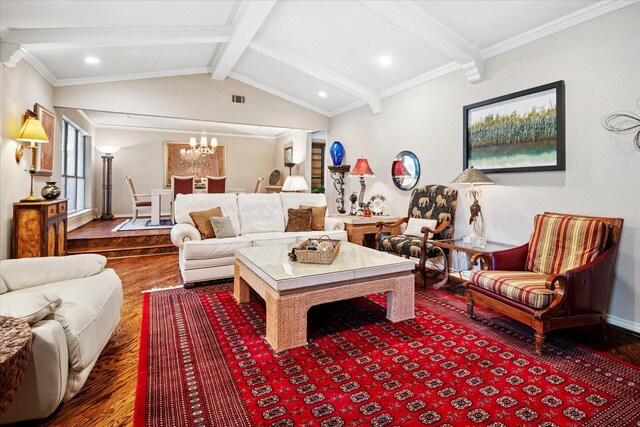 4322 Glenaire Dr, Dallas, TX 75229 - living area with wood finished floors, a chandelier, and recessed lighting
