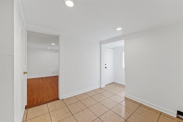 306 N Bordon St, Lorena, TX 76655 - empty room featuring recessed lighting, baseboards, and light tile patterned floors
