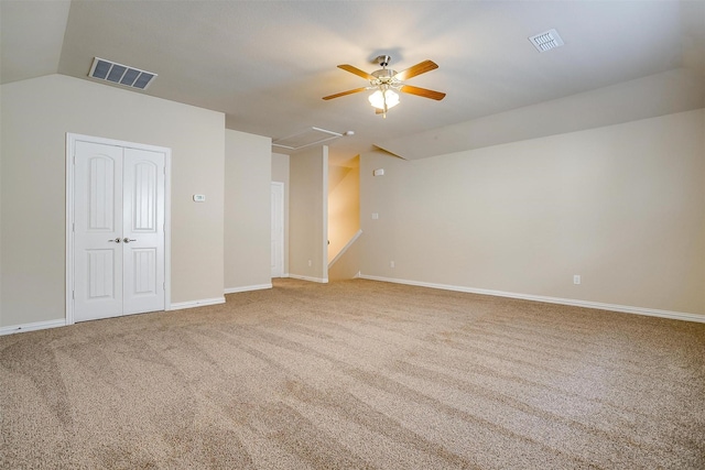 205 Mineral Point Dr, Aledo, TX 76008 - spare room featuring vaulted ceiling, ceiling fan, carpet floors, and baseboards