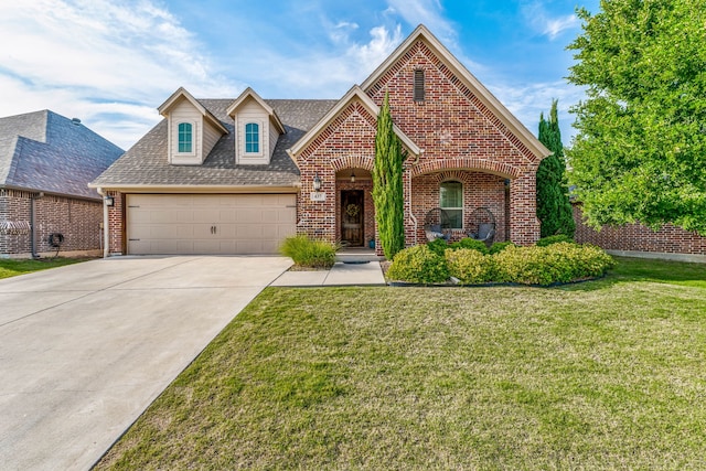 437 Sagebrush Dr, Aledo, TX 76008 - view of front of home featuring brick siding, an attached garage, concrete driveway, and a front yard