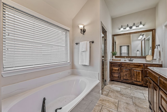 437 Sagebrush Dr, Aledo, TX 76008 - full bathroom featuring vanity, a garden tub, and a stall shower
