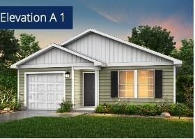 411 Garvin St, Eastland, TX 76448 - view of front of home with an attached garage, board and batten siding, and concrete driveway