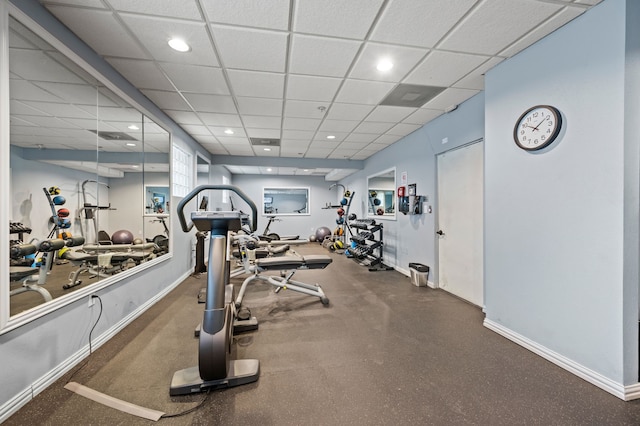 2305 Worthington St Unit 328, Dallas, TX 75204 - exercise room with baseboards, recessed lighting, and a paneled ceiling