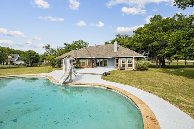 106 Morning Star Trl, Aurora, TX 76078 - swimming pool featuring a water slide and a patio area
