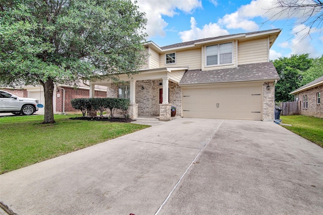 2420 Poplar Spring Rd, Fort Worth, TX 76123 - view of front facade featuring an attached garage, driveway, brick siding, and covered porch