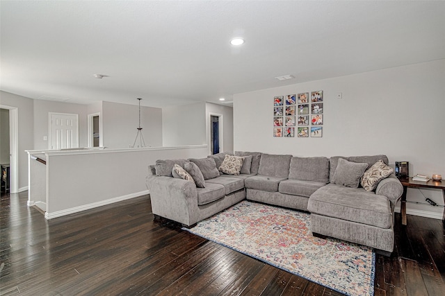 2420 Poplar Spring Rd, Fort Worth, TX 76123 - living area featuring baseboards, dark wood-type flooring, and recessed lighting