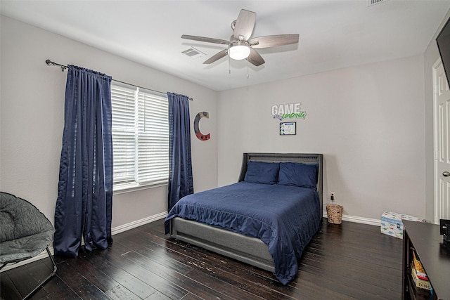 2420 Poplar Spring Rd, Fort Worth, TX 76123 - bedroom with baseboards, hardwood / wood-style flooring, and a ceiling fan