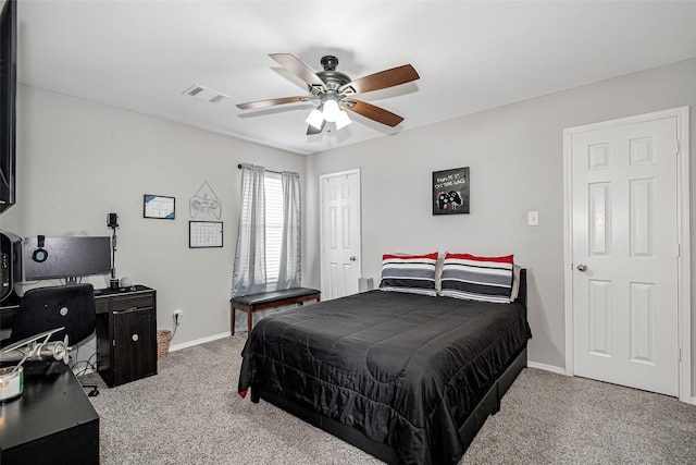 2420 Poplar Spring Rd, Fort Worth, TX 76123 - bedroom with carpet flooring, baseboards, a ceiling fan, and an office area