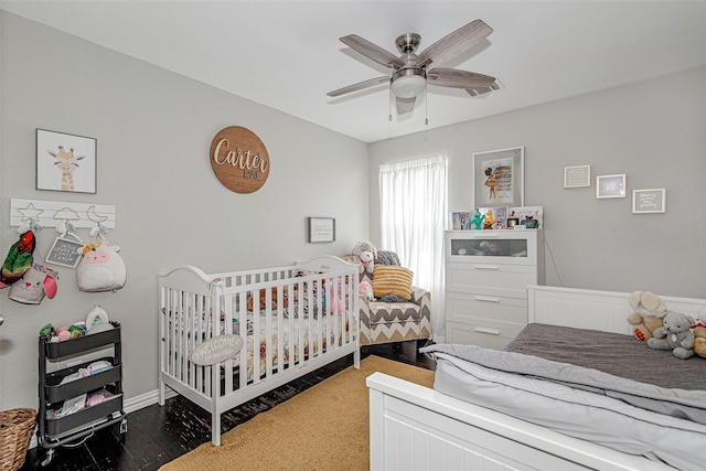 2420 Poplar Spring Rd, Fort Worth, TX 76123 - bedroom with wood finished floors and ceiling fan