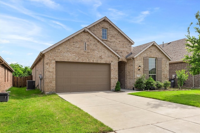 1714 Lone Lynx Way, Wylie, TX 75098 - traditional-style home featuring brick siding, an attached garage, driveway, and central AC unit