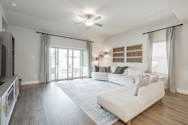 223 Quarry St, Melissa, TX 75454 - living area with ceiling fan, light wood-type flooring, and baseboards