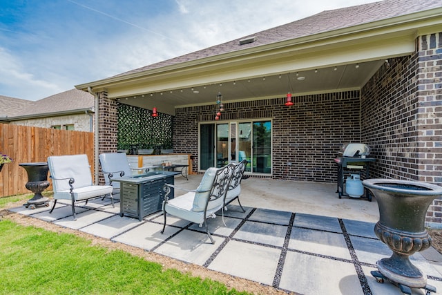 223 Quarry St, Melissa, TX 75454 - view of patio with fence and area for grilling
