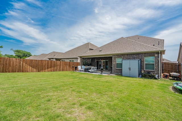 223 Quarry St, Melissa, TX 75454 - rear view of property with brick siding, a patio area, and roof with shingles