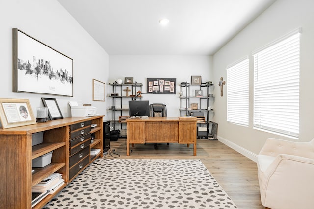223 Quarry St, Melissa, TX 75454 - office with light wood-style flooring, baseboards, and recessed lighting