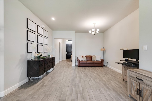 6005 Loving Ct, Midlothian, TX 76065 - sitting room with light wood-style flooring, baseboards, a chandelier, and recessed lighting