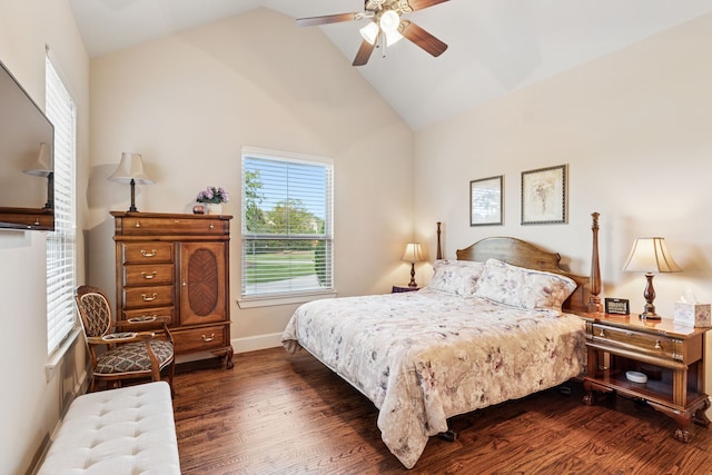 1100 Triple Crown Ct, Bartonville, TX 76226 - bedroom with wood finished floors, vaulted ceiling, baseboards, and a ceiling fan