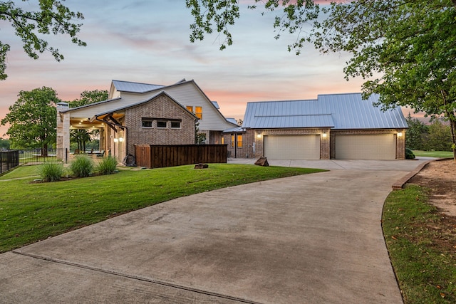 1100 Triple Crown Ct, Bartonville, TX 76226 - view of front facade with brick siding, concrete driveway, an attached garage, and metal roof