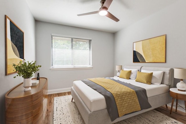 2638 Custer Pkwy Unit B, Richardson, TX 75080 - bedroom featuring wood finished floors, baseboards, and ceiling fan