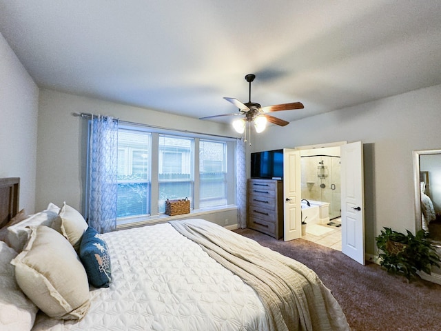 4237 Old Timber Ln, Fort Worth, TX 76036 - bedroom featuring carpet flooring, connected bathroom, and a ceiling fan
