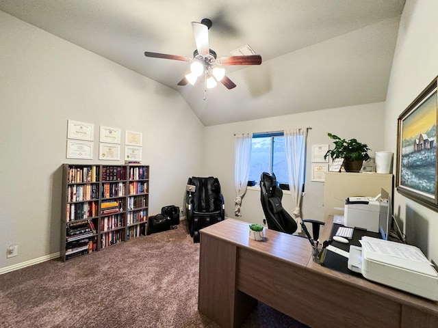 4237 Old Timber Ln, Fort Worth, TX 76036 - carpeted office space featuring vaulted ceiling and ceiling fan