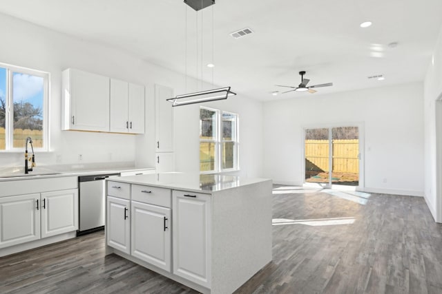 3613 Durango Trl, Granbury, TX 76048 - kitchen with a sink, dishwasher, healthy amount of natural light, wood finished floors, and recessed lighting