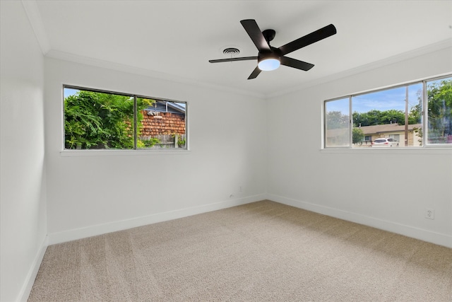 4709 Shady Hill Dr, Forest Hill, TX 76119 - spare room featuring ornamental molding, carpet, baseboards, and ceiling fan