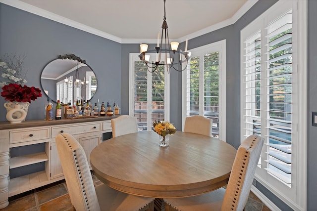 1123 Shadetree Ln, Allen, TX 75013 - dining area with a chandelier and crown molding