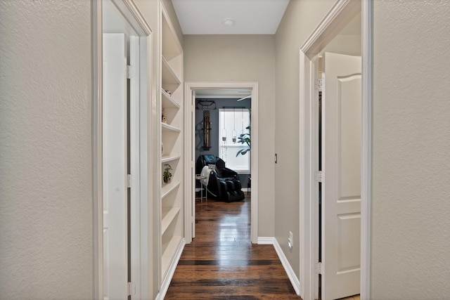 1123 Shadetree Ln, Allen, TX 75013 - corridor featuring dark wood-style flooring and a textured wall